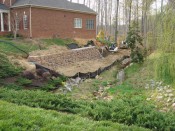 Redi-Rock retaining wall under constrution