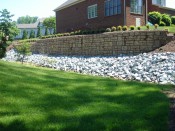 Retaining wall complete with landscaping