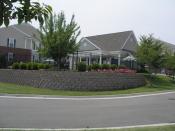 Pool retaining wall at apartment building
